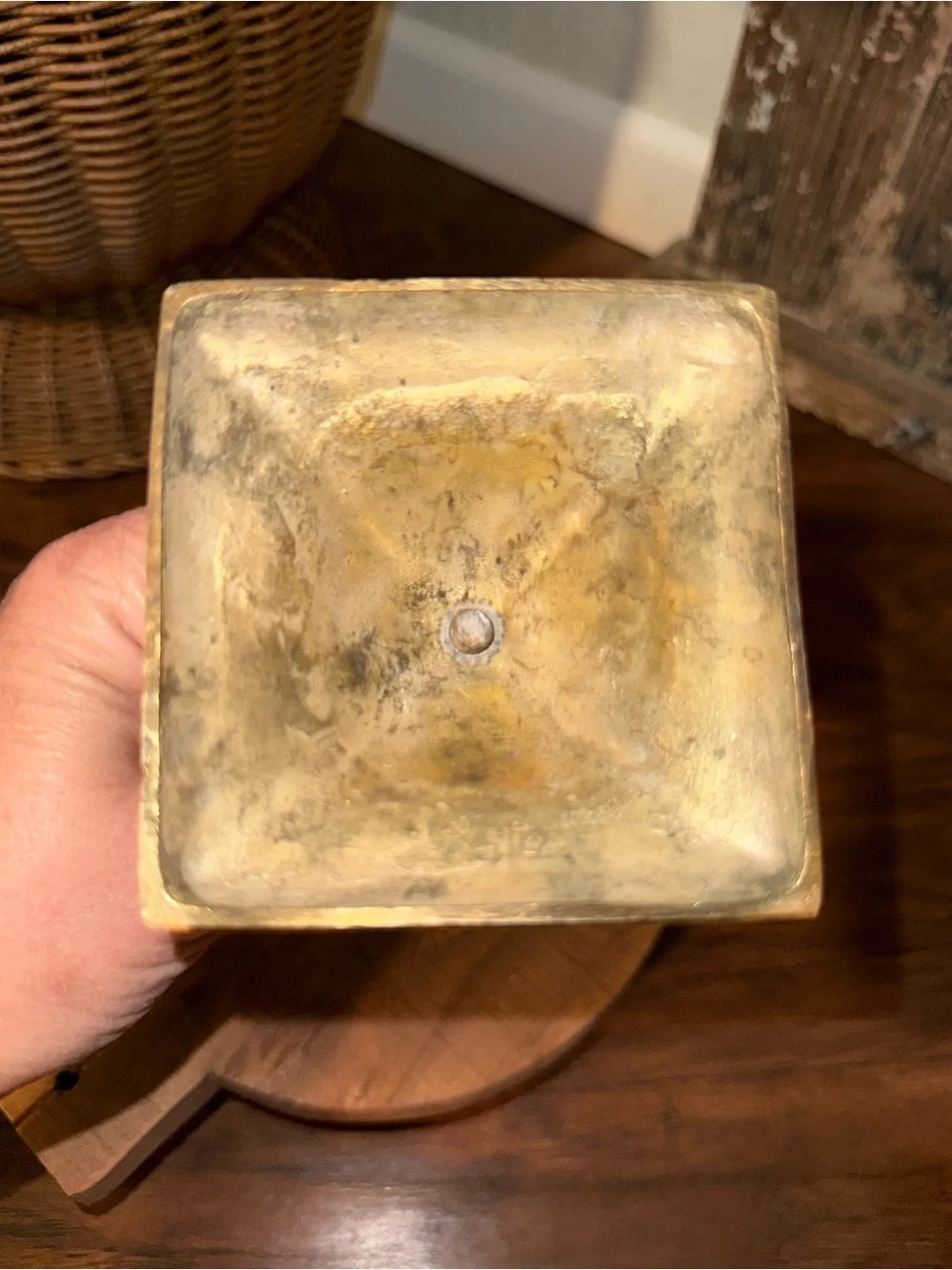 Repousse Brass Taper Candlestick Holder